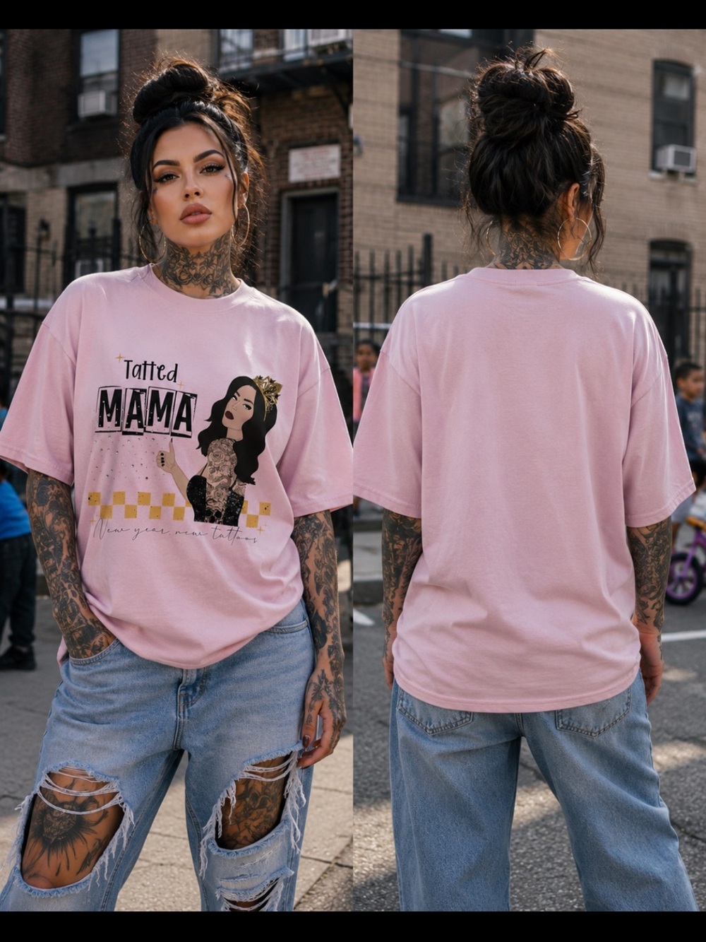 Tatted Mama Pink Graphic Tee